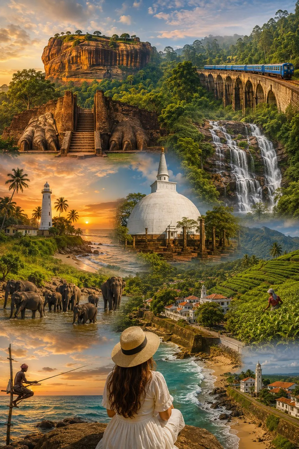 The full island loop — Sigiriya's lion paws, a stilt fisherman, tea pickers, elephants and the southern coast